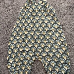 Kate Quinn Green and Cream Leaf Pattern Romper